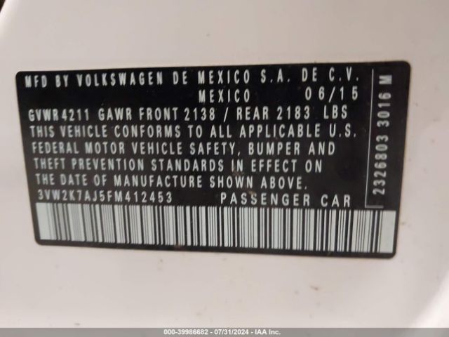 3VW2K7AJ5FM412453 Volkswagen Jetta 2.0l S