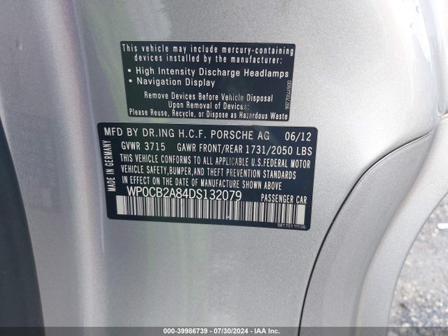 2013 PORSCHE BOXSTER WP0CB2A84DS132079 Photo 8