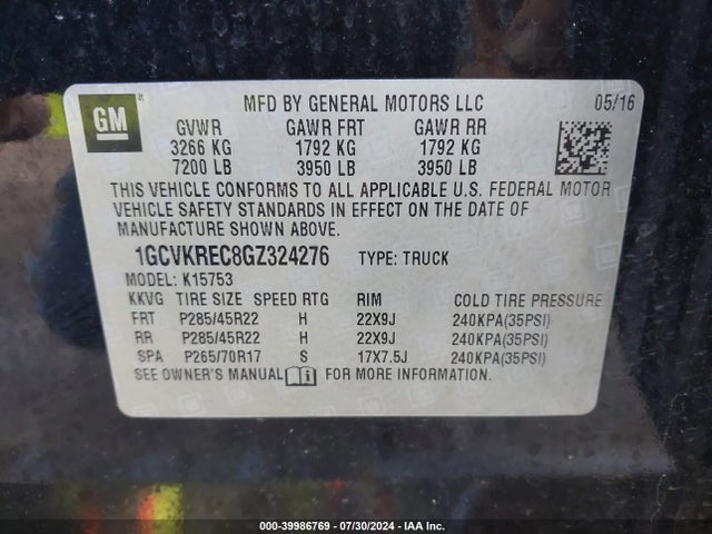 Chevrolet Silverado 1500 2lt 2016 1GCVKREC8GZ324276 Image 9