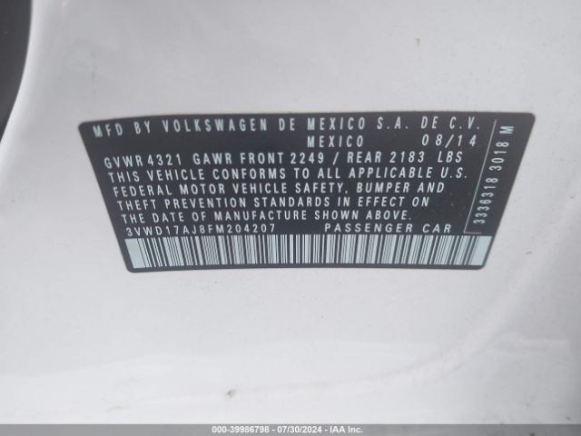 3VWD17AJ8FM204207 Volkswagen Jetta 1.8t Sport