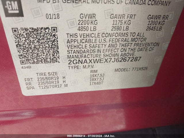 Chevrolet Equinox Premier 2018 2GNAXWEX7J6267287 Image 9