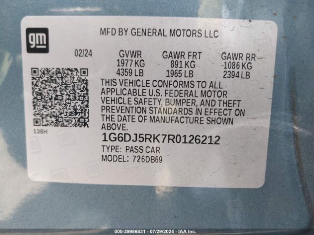 1G6DJ5RK7R0126212 Cadillac Ct4 Luxury
