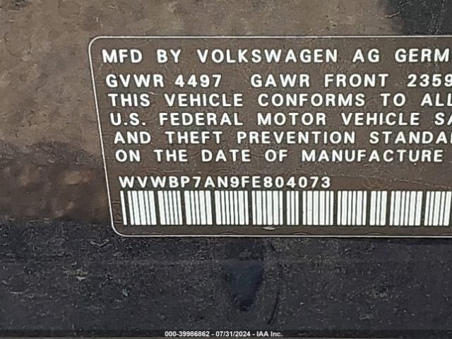 WVWBP7AN9FE804073 Volkswagen Cc 2.0t Sport