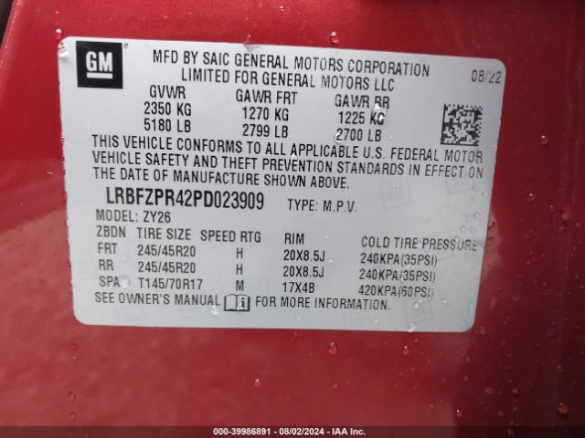 LRBFZPR42PD023909 Buick Envision Essence Awd