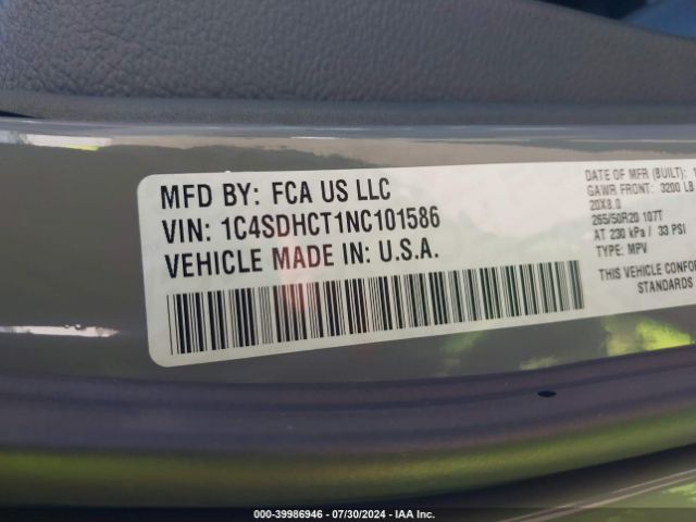 2022 DODGE DURANGO 1C4SDHCT1NC101586 Photo 8