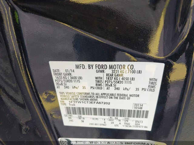 Ford F-150 FX2 2014 1FTFW1CT3EFA67202 Image 9