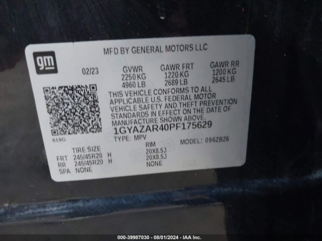 1GYAZAR40PF175629 Cadillac Xt4 Fwd Luxury