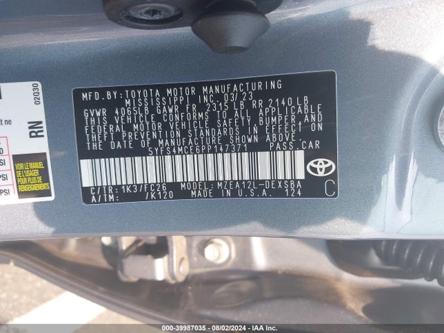 Toyota COROLLA SE 2023 5YFS4MCE6PP147371 Image 9