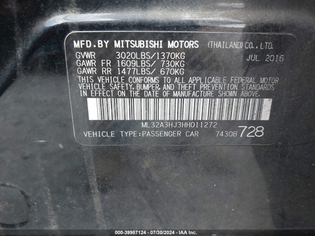 2017 MITSUBISHI MIRAGE ML32A3HJ3HH011272 Photo 8
