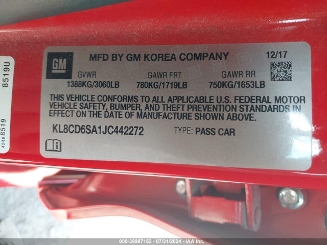 Chevrolet Spark 1lt Cvt 2018 KL8CD6SA1JC442272 Image 9