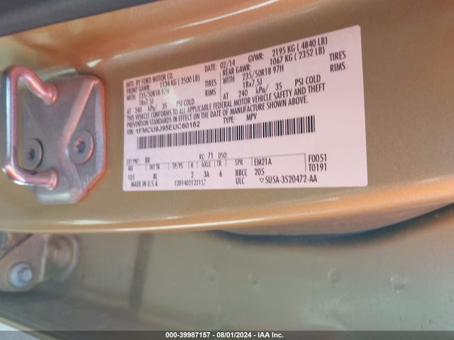 Ford Escape Titanium 2014 1FMCU9J95EUC60182 Image 9