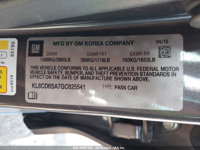 Chevrolet Spark 1lt Cvt 2016 KL8CD6SA7GC625541 Image 9