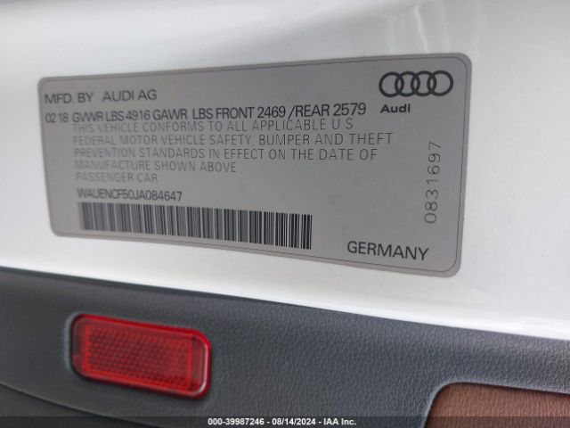 WAUENCF50JA084647 Audi A5 2.0t Premium