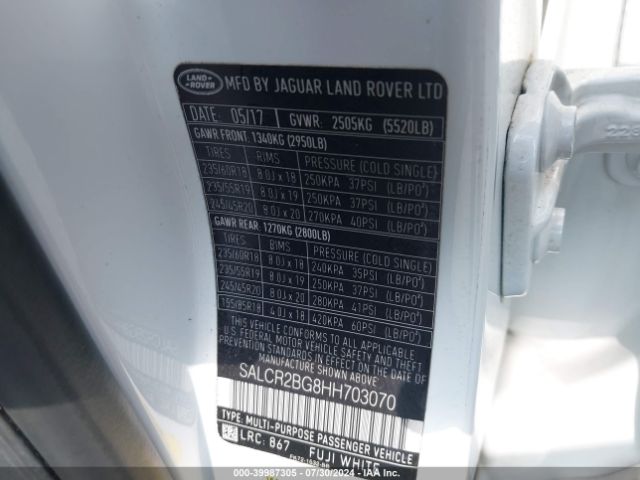 SALCR2BG8HH703070 Land Rover Discovery Sport Hse