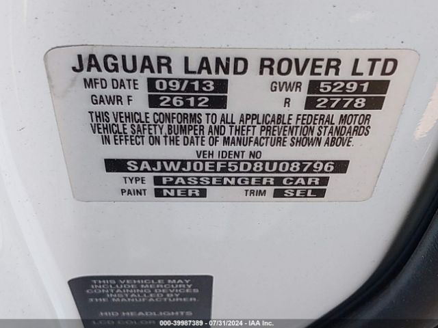 2013 JAGUAR XF SAJWJ0EF5D8U08796 Photo 8