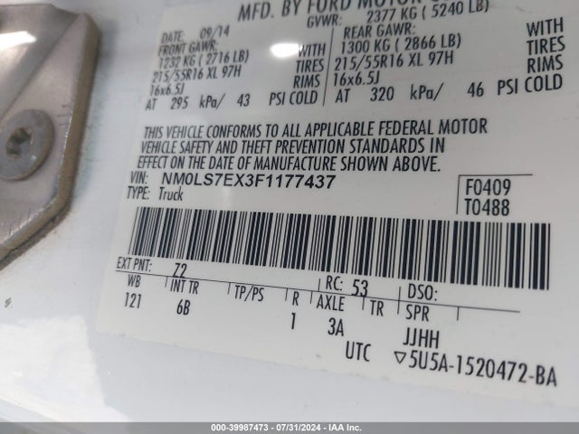 Ford Transit Connect Xl 2015 NM0LS7EX3F1177437 Image 9