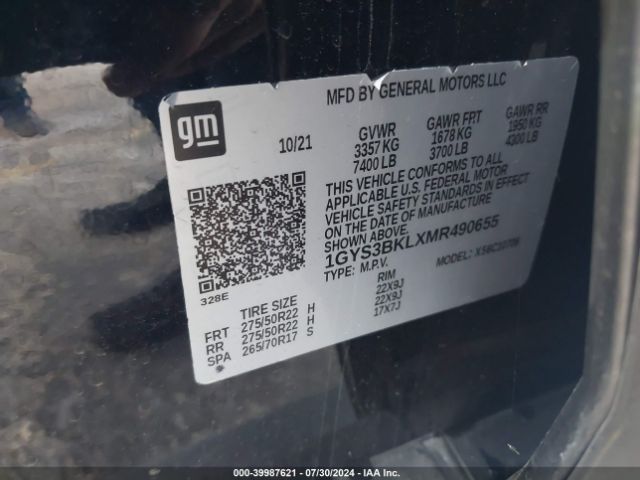 1GYS3BKLXMR490655 Cadillac Escalade 2wd Premium Luxury
