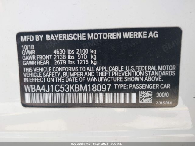 WBA4J1C53KBM18097 BMW 430i Gran Coupe