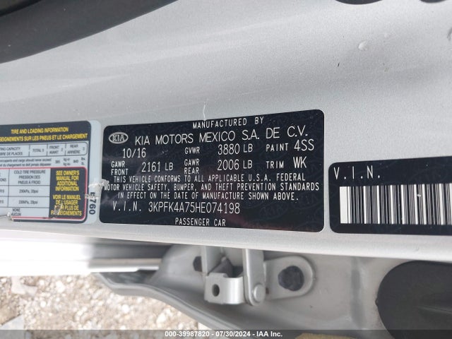 KIA FORTE LX 2017 3KPFK4A75HE074198 Image 9