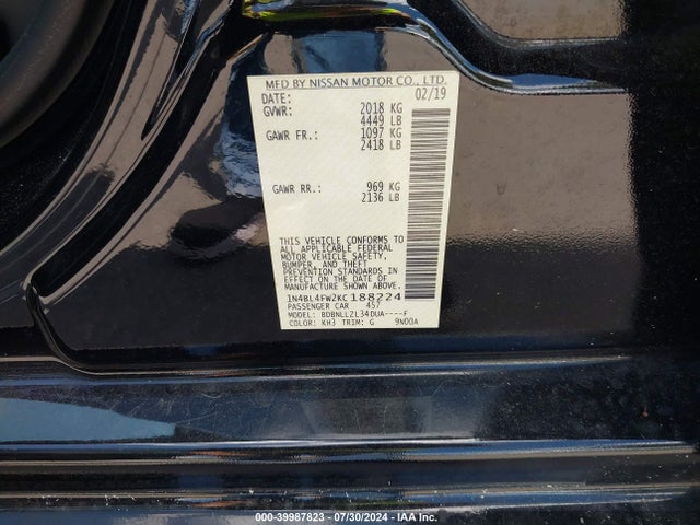 Nissan Altima 2.5 Platinum 2019 1N4BL4FW2KC188224 Image 9