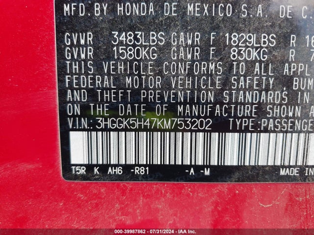 Honda FIT LX 2019 3HGGK5H47KM753202 Image 9