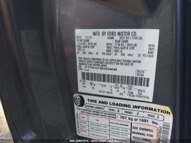 1FTFW1CF9EKD04048 Ford F-150 Xlt