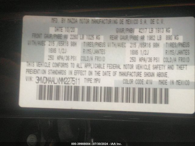 3MVDMAALXMM227511 Mazda Cx-30 2.5 S