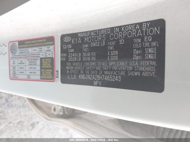 KIA Soul 2017 KNDJN2A28H7465243 Image 9