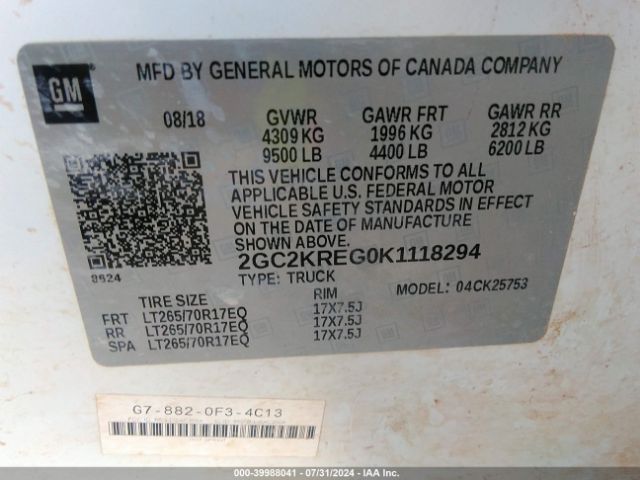 2GC2KREG0K1118294 Chevrolet Silverado 2500hd Wt