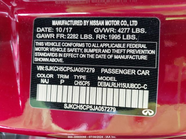 SJKCH5CP5JA057279 Infiniti Qx30 Premium