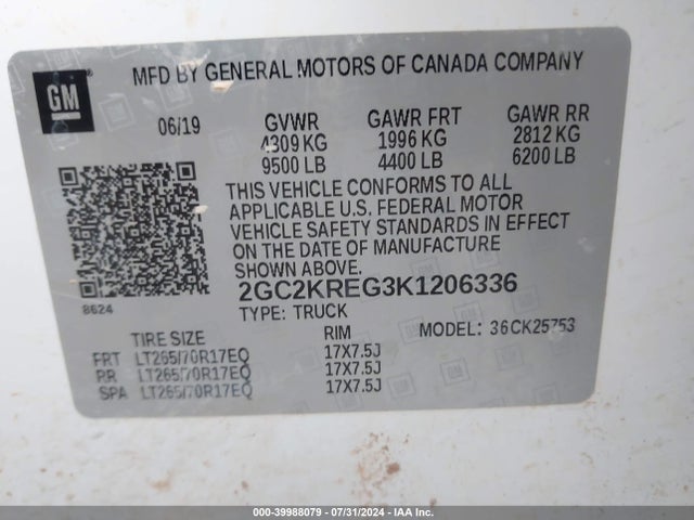 Chevrolet Silverado 2500hd Wt 2019 2GC2KREG3K1206336 Image 9