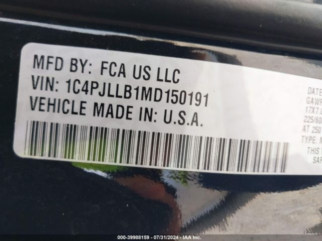 1C4PJLLB1MD150191 Jeep Cherokee Latitude Plus Fwd