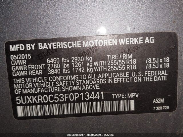 5UXKR0C53F0P13441 BMW X5 Xdrive35i