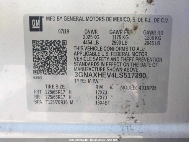 3GNAXHEV4LS517390 Chevrolet Equinox Fwd Ls