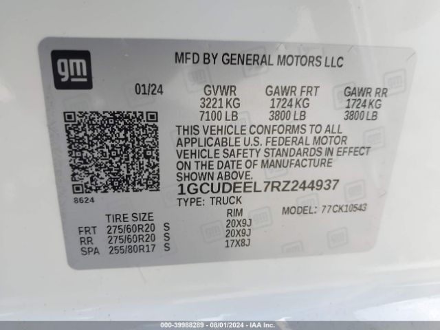 1GCUDEEL7RZ244937 Chevrolet Silverado 1500 4wd  Short Bed Rst