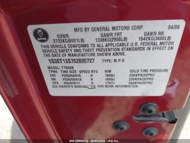 2006 SAAB 9-7X 5S3ET13S762805727 Photo 8