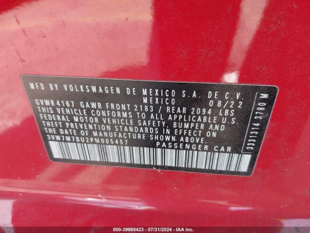 3VW7M7BU2PM005457 Volkswagen Jetta 1.5t Se