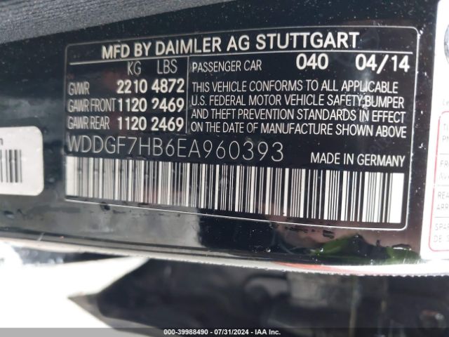 WDDGF7HB6EA960393 Mercedes-Benz C 63 Amg