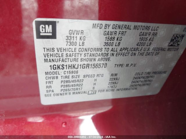 1GKS1HKJ1GR156570 GMC YUKON XL DENALI