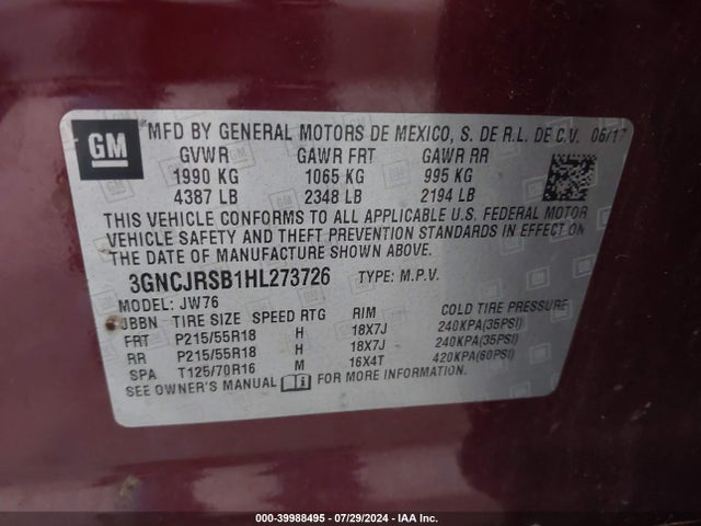 Chevrolet Trax Premier 2017 3GNCJRSB1HL273726 Image 9