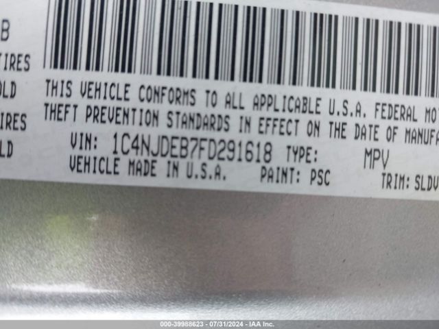 1C4NJDEB7FD291618 Jeep Compass High Altitude Edition