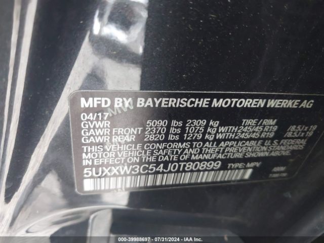 5UXXW3C54J0T80899 BMW X4 Xdrive28i