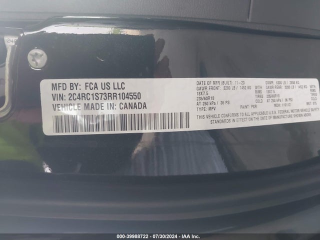 Chrysler Pacifica Hybrid Premium S Appearance Pkg 2024 2C4RC1S73RR104550 Image 9