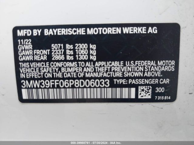 3MW39FF06P8D06033 BMW 3 Series 330e