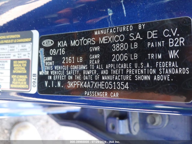 KIA FORTE LX 2017 3KPFK4A7XHE051354 Image 9