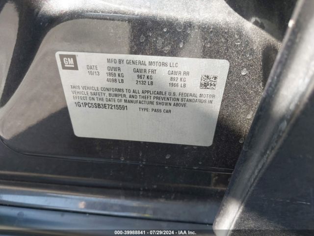 1G1PC5SB3E7215591 Chevrolet Cruze 1lt Auto
