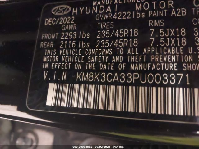 KM8K3CA33PU003371 Hyundai Kona N Line