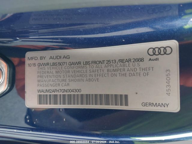 WAUM2AFH7GN004300 Audi A5 2.0t Premium