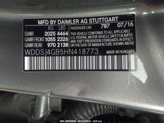 WDDSJ4GB5HN418773 Mercedes-Benz CLA 250 4MATIC