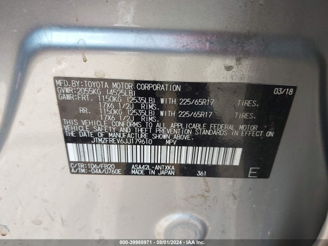 Toyota RAV4 LE 2018 JTMZFREV6JJ179610 Image 9